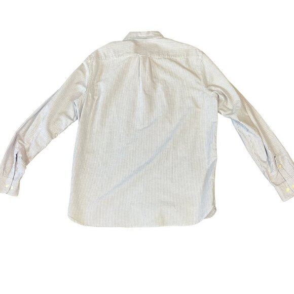 H&M LOGG Regular Fit Men's L Blue & White Striped Cotton Button Down Shirt 243L - Picture 3 of 6